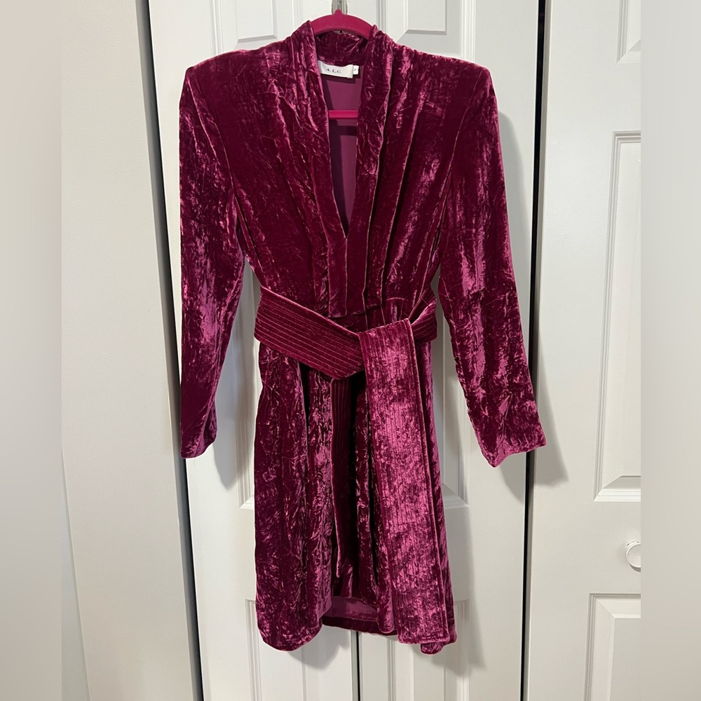 A.L.C. Kiera Velvet Pink Silk Blend Mini Dress (Size 2) - Picture 2 of 8